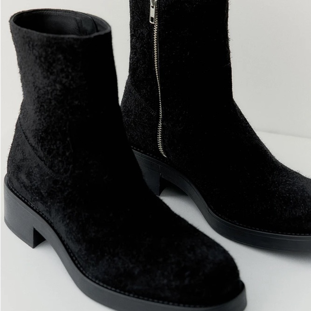 H&M Black Brushed Suede Boots